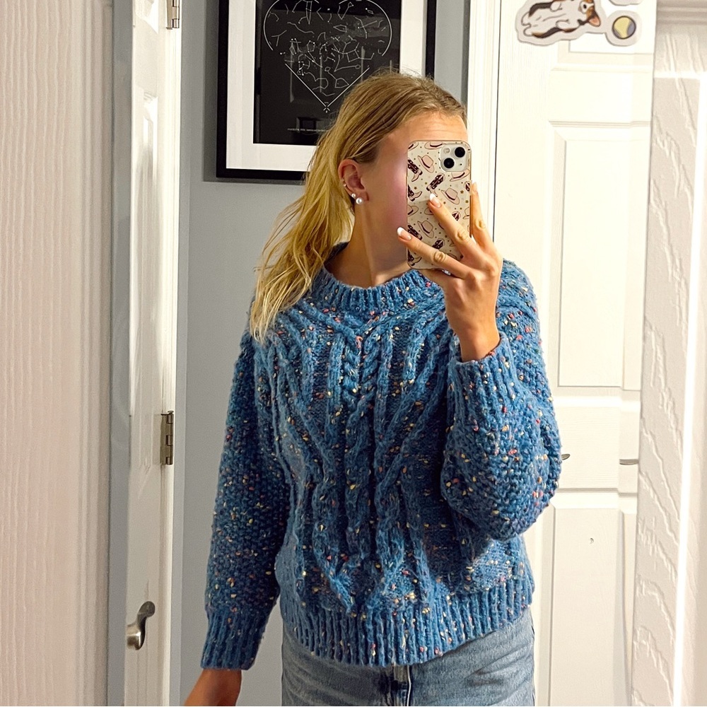 Lumiére Blue Textured Knit Sweater